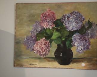 Original oil painting, on board, unframed, master bedroom