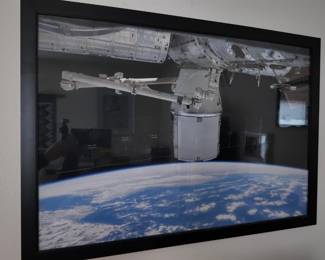 Framed photograph of ISS space station, large, 30"x43"