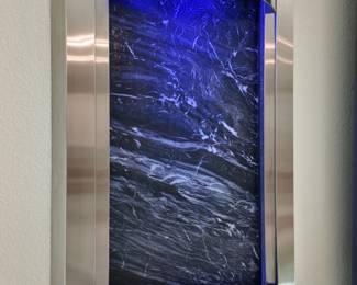 Wall fountain, black spider marble, chrome frame