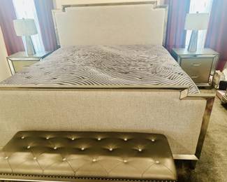 king bed with matching tables and bed bench
