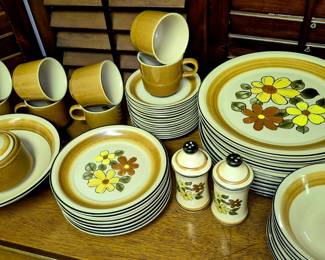 China. 1970's Fashion Manor "Daisy Vale" stoneware set by J. C. Penny