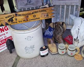 Western primitives . 8 gal. Western Stoneware crock (As Is hairline))