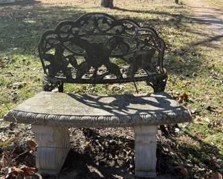 concrete bench, heavy duty metal bench