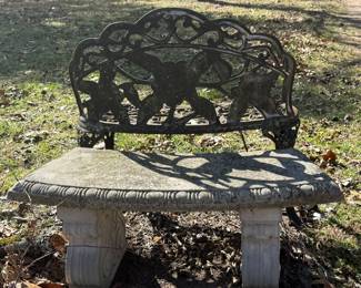 concrete bench, heavy duty metal bench