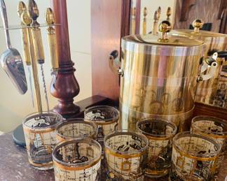 Vintage Cera "World Atlas Map" cocktail set