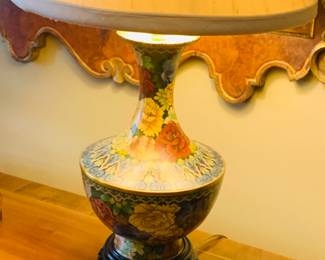 Asian style cloisonne table lamp