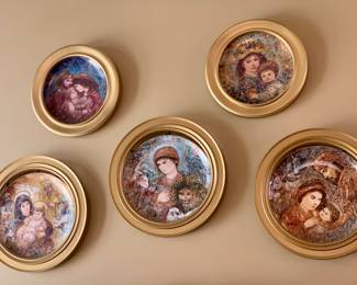 moore framed Edna Hibel porcelain plates