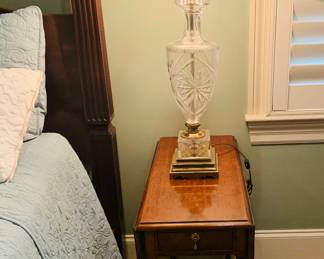 drop leaf small table with 2nd Waterford lamp
