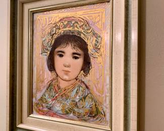 signed and numbered lithograph on porcelain "Mika" by Edna Hibel