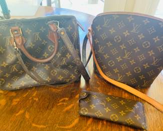 Authentic Louis Vuitton handbags including a like new Logo Drouet Shoulder bag and a Louis Vuitton  Nano Speedy bag