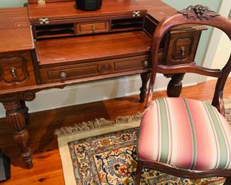 19th c Spinet ladies writing desk and chair