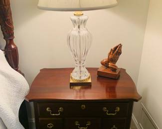 pair of heavy Hollywood Regency style lamps in the "Baccarat " style.