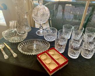 notice the Waterford Lismore double Old Fashioned glasses?