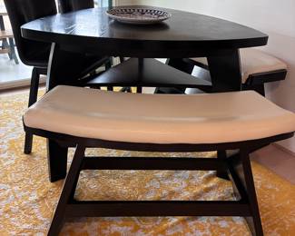 Pub table with benches and chairs