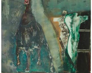 2195 Martin Facey (b. 1948) "Horse," 1982 Acrylic on paper With the incised signature, title, and date at the lower edge: Facey 1/22 - 9/23/82 Image/Sheet: 28" H x 21.75" W Estimate: $300 - $500