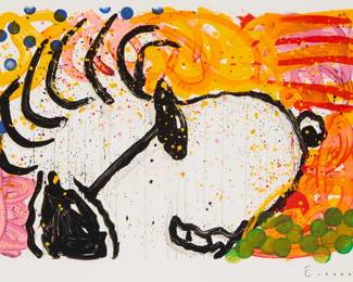 2259 Tom Everhart (b. 1952) "Pop Star" Lithograph in colors on wove paper Edition: 276/500 Signed in ink and numbered in pencil in the lower margin: Everhart; stamped "ET 840" verso; S2 Editions Atelier, New York, NY, pub., with their blindstamp lower left Image: 18" H x 26.5" W; Sheet: 23.25" H x 31.5" W Estimate: $200 - $300