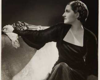 2369 George Hurrell (1904-1992) A portrait of Norma Shearer, circa 1935 Photograph on paper From the edition of unknown size Embossed in the lower margin: Hurrell; stamped in purple ink verso: Please Credit / Hurrell / M.G.M./ N 12" H x 9.25" W Estimate: $200 - $300