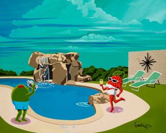 2304 Michael Godard (b. 1958) "Retro Backyard BBQ" Opticrylic in colors on canvas From the edition of 195 Signed lower right: Godard 24" H x 30" W Estimate: $600 - $800