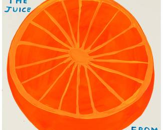 2252 David Shrigley (b. 1968) "Extract the Juice from Everything," 2022 Screenprint in colors on wove paper Edition: 55/125 Initialed, dated and numbered in pencil at the lower sheet corners, verso: DS 2022 Sheet: 21.625" H x 21.625" W Estimate: $500 - $700