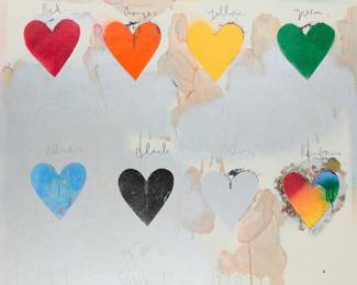 2247 Jim Dine (b. 1935) "Eight Hearts," 1970 Screenprint in colors on paper From the edition of unknown size With the printed signature and date along the lower edge of the image: Jim Dine 1970 Sight: 24.875" H x 29.625" W Estimate: $300 - $500