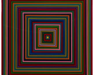 2267 Mauro Oliveira (20th/21st Century) "Rainbow Epicenter I" Mixed media on wood panel Signed verso: Mauro Oliveira 24.25" H x 23.875" W Estimate: $400 - $600