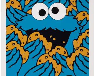 2258 Jerkface (b. 1982) "Me Love Cookies," 2015 Screenprint in colors on paper Edition: 17/50 Signed and numbered in pencil in the lower margin: Jerkface Image: 16" H x 16" W; Sheet: 18" H x 18" W Estimate: $200 - $300
