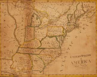 2192 Ruth Smith (18/19th century) "United States of America," early 19th century Ink and watercolor on paper Signed in the lower right: Ruth Smith Sight: 14" H x 18" W Estimate: $200 - $300