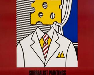 2246 After Roy Lichtenstein (1923-1997) "Lichtenstein / Surrealist Paintings / Ace Gallery / Los Angeles Feb. 1978" Offset lithograph in colors on poster paper From the edition of unknown size Unsigned; with the artist's name, exhibition title and date printed in the image Sight: 59.75" H x 44" W Estimate: $300 - $500