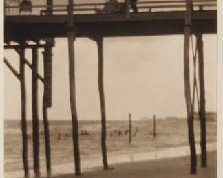 2342 Karl Struss (1886-1981) "Arverne Low Tide," 1912, from "Karl Struss: A Portfolio," 1909-1929 Platinum print on paper, watermark Crane, hinged to an embossed board mount, as issued Edition: 65/75 (there were also 15 artist's proofs) Signed in pencil on the verso: Karl Struss; numbered in pencil in another hand on the mount, directly below the image, at left; printed in 1979 by Phil Davis; Photofolio of Ann Arbor, MI, pub. Image/Sheet: 4.25" H x 3.5" W; Board Mount: 12" H x 9" W Estimate: $200 - $300