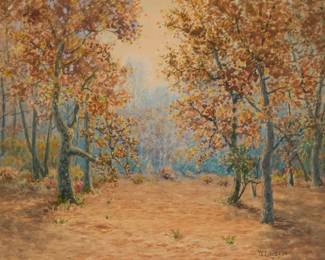 2139 William Lees Judson (1842-1928) Autumn landscape Watercolor on paper Signed lower right: W.L. Judson Sight: 16" H x 21.75" W Estimate: $600 - $800