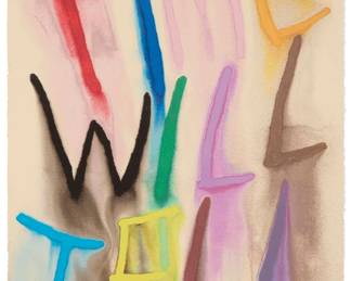 2249 CB Hoyo (b. 1995) "Another Corny Generic Quote About Time," 2024 Screenprint in colors on wove paper Edition: 33/315 Signed and numbered in pencil along the lower edge: Hoyo 22.75 H x 15.75" W Estimate: $200 - $300