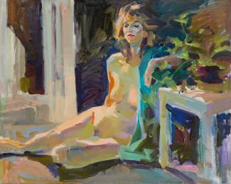 2179 Neil Boyle (1931-2006) A female model seated in an interior Oil on canvas Unsigned 16" H x 24" W Estimate: $300 - $500