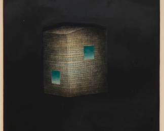 2218 Kyu-Baik Hwang (b. 1932) "House" Mezzotint in colors on wove paper Edition: 55/75 Signed, titled, and numbered in pencil in the lower margin: K.B. Hwang Plate: 13.25" H x 10.75" W; Sheet: 22.25" H x 18" W Estimate: $200 - $300