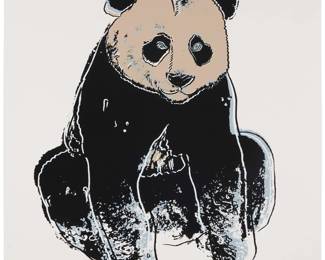 2297 Andy Warhol (1928-1987) Working trial proof for "Giant Panda (B&W)" from the "Endangered Species" suite, 1983 Screenprint in colors on Museum Board From the edition of unknown size and date (aside from the signed and numbered regular edition, as well as the signed and numbered trial proof edition) bears the Rupert J. Smith, New York, NY, prntr. blindstamp, presumably added by another hand in the lower left sheet corner; Ronald Feldman Fine Arts, Inc. New York, NY, pub., with his red ink stamp on the verso of the lower right sheet corner: © Andy Warhol 1983 / Publisher: / Ronald Feldman / Fine Arts, Inc. / New York Image/Sheet: 38" H x 38" W Estimate: $500 - $700