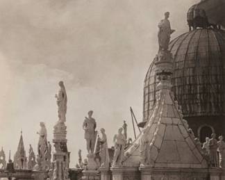 2382 Laure Albin-Guillot (1879-1962) "Roof Top of French Church," circa 1950 Print on paper Appears unsigned; titled and dated on a typed label affixed to the frame's backing paper Sight: 14.5" H x 11.5" W Estimate: $400 - $600