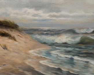2125 Nels Hagerup (1864-1922) Coastal view Oil on canvas Signed lower left: N. Hagerup 12" H x 24" W Estimate: $600 - $800