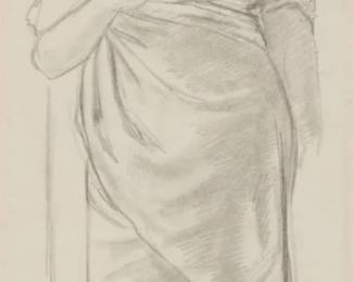 2202 Attributed To Frederick Leighton (1830-1896) Standing draped figure Pencil on paper Unsigned Sheet: 12.5" H x 5.125" W Estimate: $400 - $600