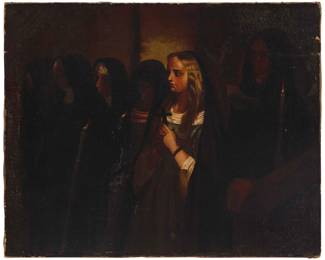 2186 After Paul Delaroche (1797-1856) Copy of "La Cenci marchant au supplice" ("Beatrice Cenci walking to her execution") Oil on canvas Unsigned 14.5" H x 18" W Estimate: $400 - $600