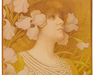 2293 After Paul Berthon (1872-1909) "Sarah Bernhardt," 1901 Lithograph in colors on paper From the edition of unknown size and date Signed in the stone, lower left: Paul Berthon Image: 20.125" H x 14.25" W; Sight: 25.25" H x 19.25" W Estimate: $500 - $700
