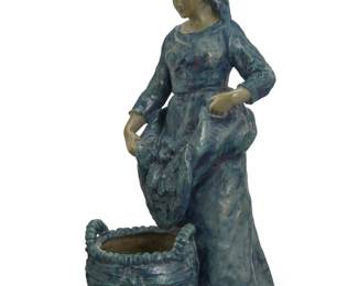 2067 An Amphora glazed pottery figurative vase Late 19th-mid-20th century With impressed factory marks and numbered: 4648 / 21 18" H x 10.75" W x 7" D Estimate: $200 - $400