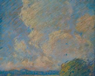 2130 Max Wieczorek (1863-1955) "Clouds" Pastel on board Signed lower left: Max Wieczorek; signed again and titled on the frame's backing paper Sight: 11.5" H x 9.5" W Estimate: $600 - $800