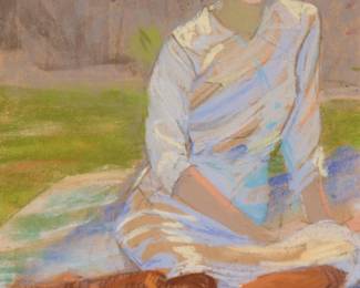 2178 Meda Gilchrist (1888-1953) Seated woman, circa 1940 Pastel on cardboard Signed lower right: Meda Gilchrist; dated by repute Sight: 11.5" H x 8.25" W Estimate: $400 - $600
