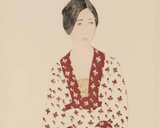 2184 Beth Van Hoesen (1926-2010) "Judy," 1972 Etching and aquatint in colors on wove paper Edition: 12/25 Signed, titled, dated, and numbered in pencil in the lower margin: beth van hoesen / 1972 Plate: 16.25" H x 13.125" W; Sight: 23.375" H x 19.375" W Estimate: $400 - $600