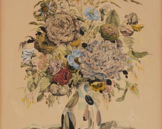 2169 Sergie Chekhonin (1878-1936) Still life with flowers Lithograph with hand-coloring on paper From the edition of unknown size and date Signed in pencil in the lower margin, at right: Serge Tchekhonin Image: 18" H x 14.5" W; Sight: 20.25" H x 14.875" W Estimate: $700 - $900