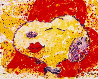 2260 Tom Everhart (b. 1952) "A Kiss is Just a Kiss" Lithograph in colors on wove paper Edition: 62/350 (there are also 35 artist's proofs) Signed lower right: Everhart; numbered in pencil lower left; Raymond Mazza, prntr.; S2 Editions Atelier, New York, NY, pub., with their blindstamp lower left Image/Sheet: 14" H x 18.125" W Estimate: $200 - $300