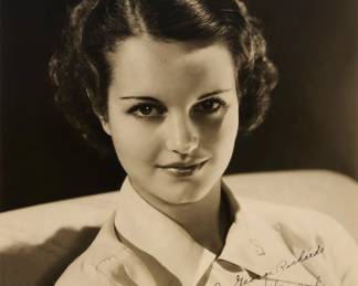 2346 George Hurrell (1904-1992) A portrait of Rochelle Hudson, circa 1935 Photograph on paper Inscribed in ink by the sitter in the lower right: "To George Richards / with / Best of luck / Rochelle Hudson" Sight: 13.25" H x 10.5" W Estimate: $200 - $300