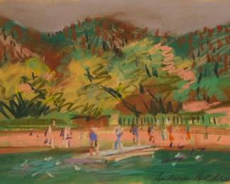 2133 Anders Gustave Aldrin (1889-1970) "Cabrillo Beach," 1940 Pastel on paper Signed lower right: Anders Aldrin; titled and dated by repute Sight: 7.5" H x 11.5" W Estimate: $300 - $500