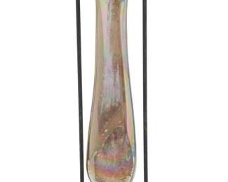 2070 Homer James Yarrito (20th century) An art glass sculpture on a metal stand, 2000 Etched signature and date: HJ YARRITO Cased iridescent glass Glass: 18" H; Overall: 19.5" H x 5.875" W x 2.125" D Estimate: $400 - $600