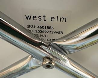 West Elm Orange Parsons Table and Two White Chairs Set third image