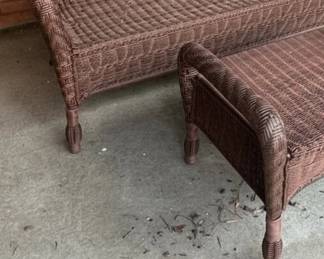 Wicker Loveseat and Ottoman Set second image